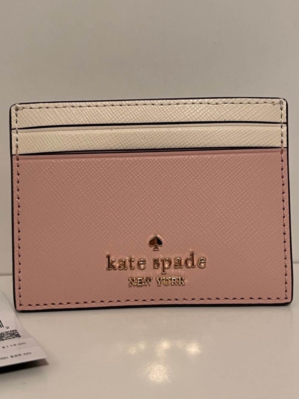 kate spade New York Pink & Cream Saffiano Card Holder